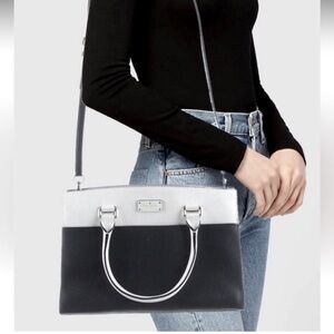 Kate Spade Grove Street Caley Crossbody Satchel Black & Cream Leather ♠️